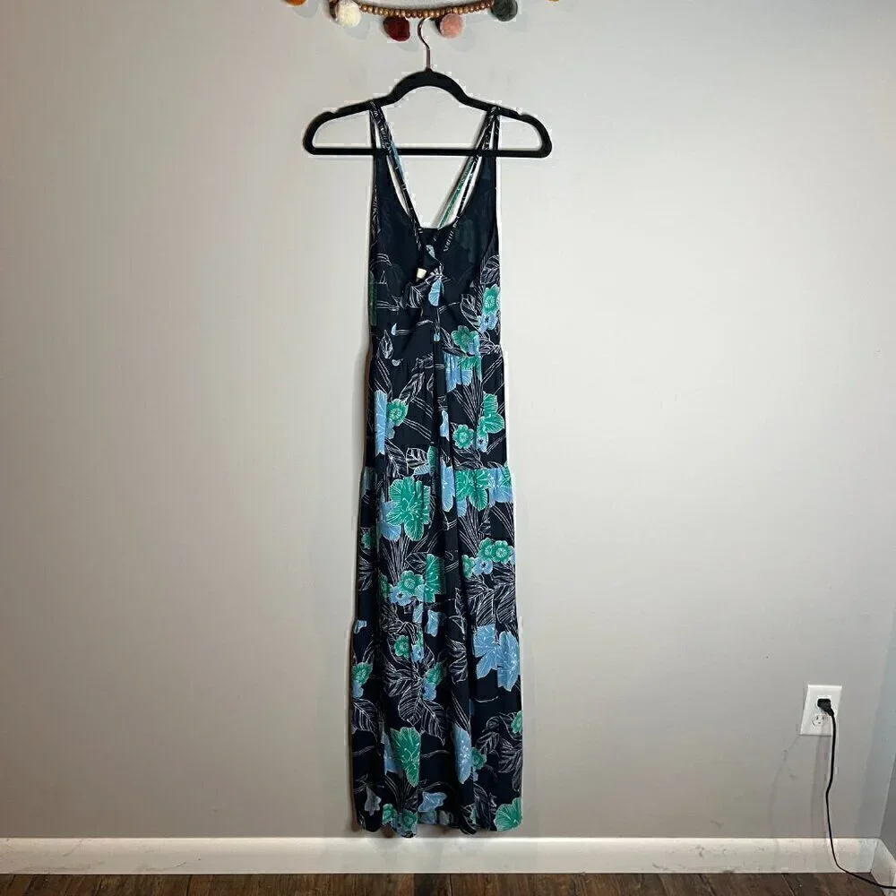 🔆 Loft navy blue floral tiered maxi dress - Picture 5 of 7